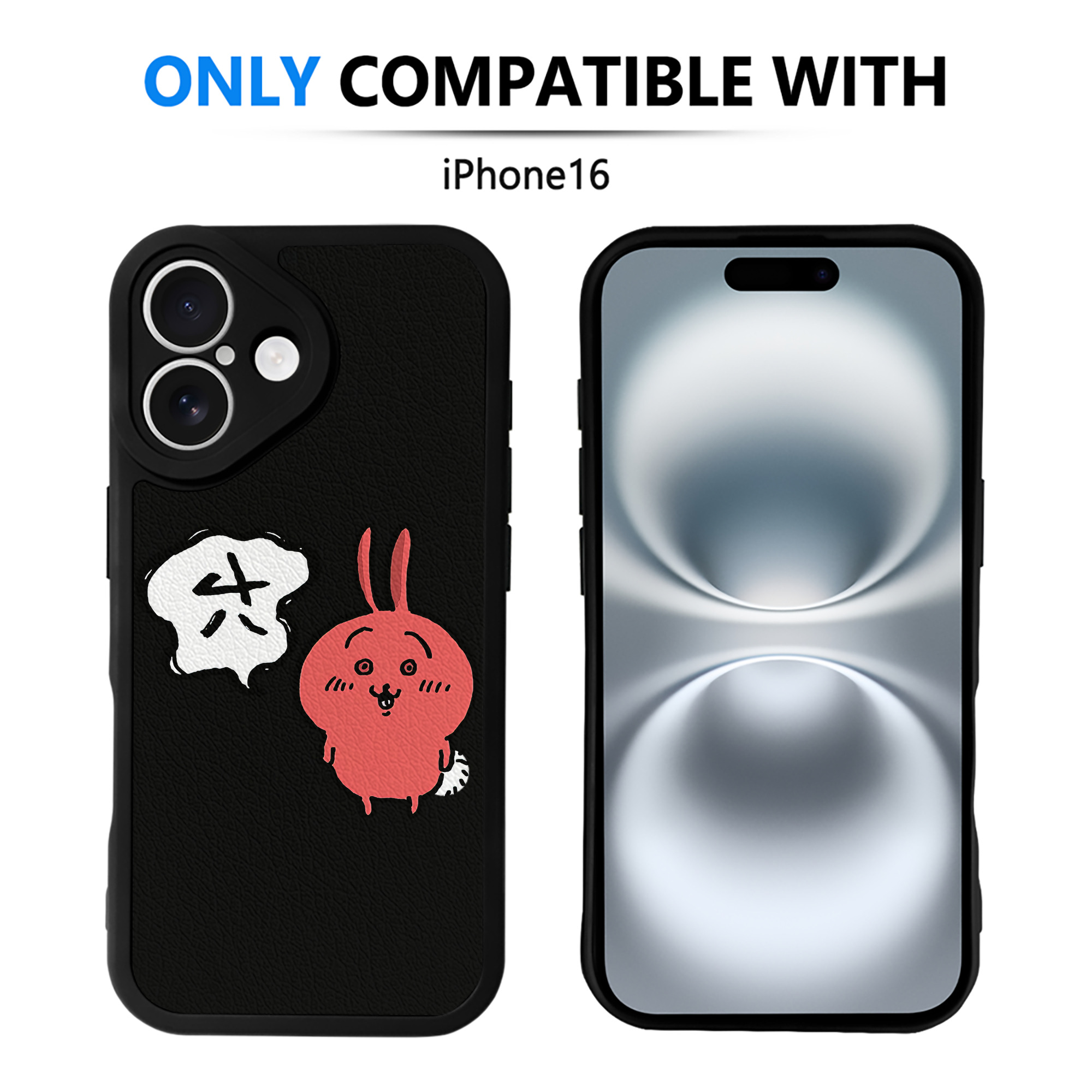 （画像用） ちいかわ ハチワレ Chii-kawa hachiware 【iPhone 16シリーズ対応】シリコンスマホケース（レザー調） 材質：シリコン